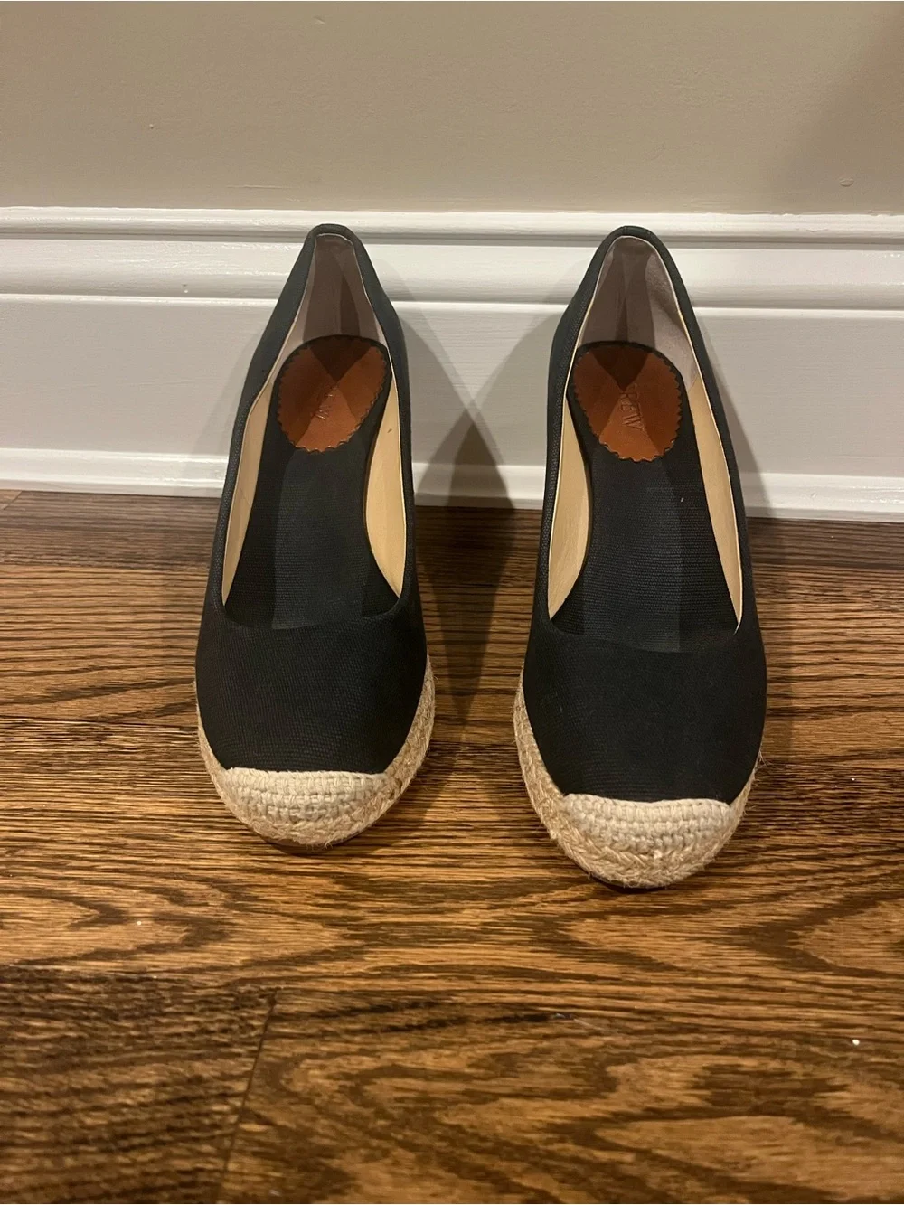J. Crew Wedge Espadrille in Black Canvas